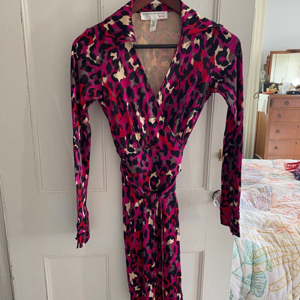 DVF vintage leopard Judy silk jersey dress 0